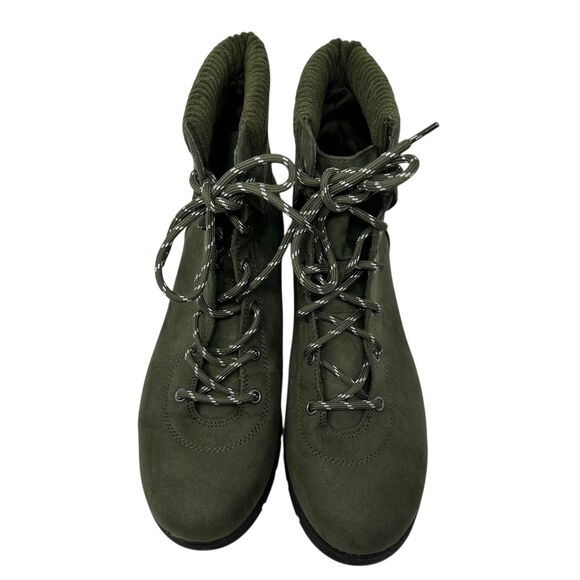 Vionic Green Vegan Leather Lace-Up Ankle Combat Boots – Size 11 - Picture 4 of 6